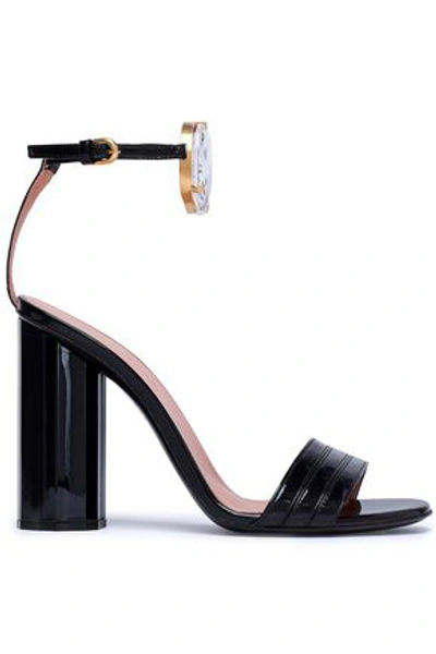 Shop Marco De Vincenzo Woman Embellished Faux Patent-leather Sandals Black