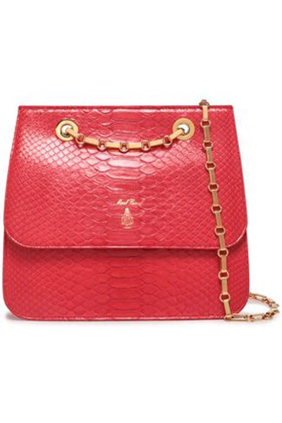 Shop Mark Cross Woman Francis Python Shoulder Bag Red