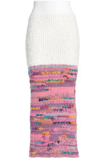 Shop Missoni Woman Metallic-paneled Crochet-knit Maxi Skirt Pink