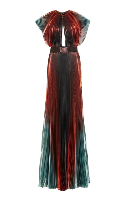 Shop Givenchy Cutout Degradé Plissé- Lamé Gown In Multi
