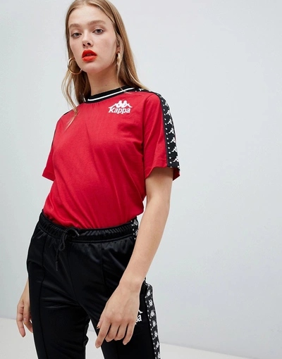 Shop Kappa Relaxed T-shirt With Star Banda Logo Taping - Red
