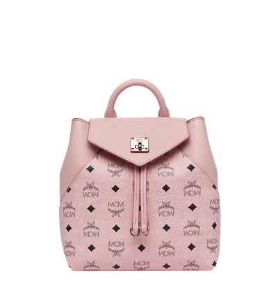 Shop Mcm Essential Backpack In Visetos Original In Soft Pink