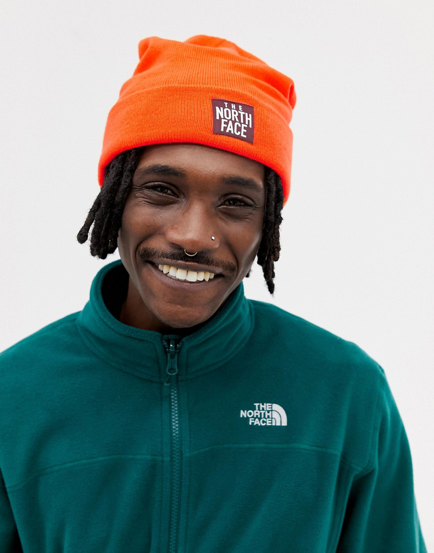 orange north face beanie