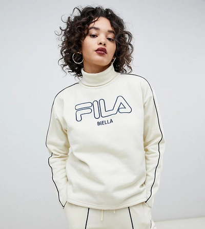Fila High Neck Sweatshirt With Front Logo - White | ModeSens