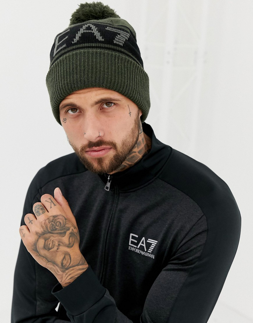 Ea7 Mount Urban Bobble Logo Beanie Hat 