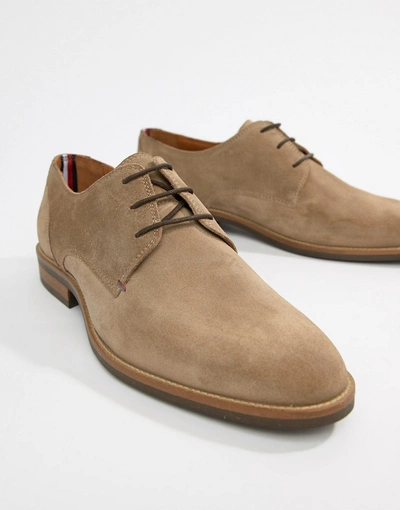 Tommy Hilfiger Essential Suede Lace Up Derby In Taupe Gray - Gray | ModeSens