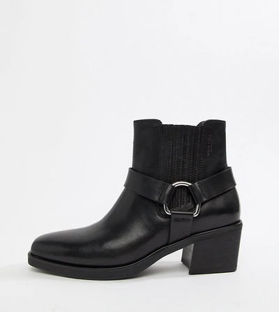 Shop Vagabond Simone Leather Western Buckle Ankle Boots - Black