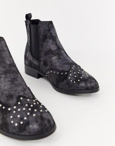 Shop New Look Studded Flat Brogue Boot - Black