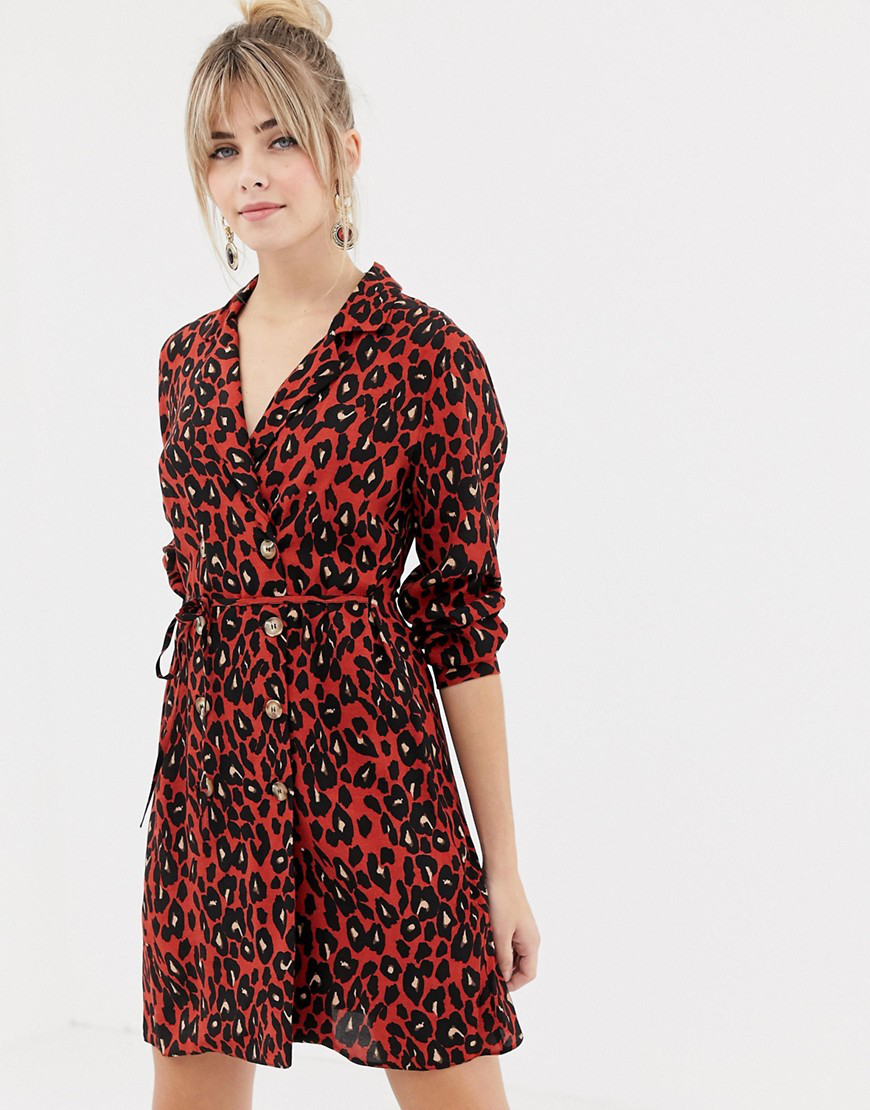 leopard print shirt dress new look