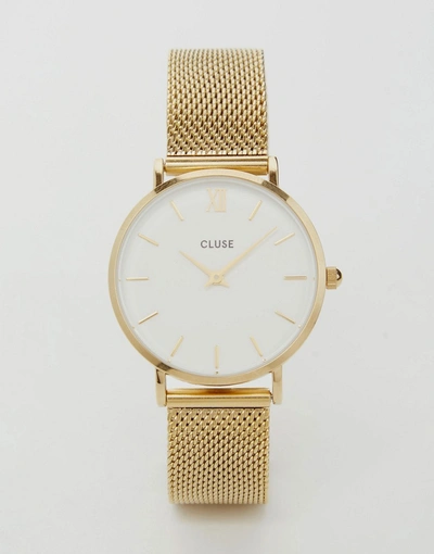 Shop Cluse Minuit Cl30010 Mesh Strap Watch In Gold - Gold
