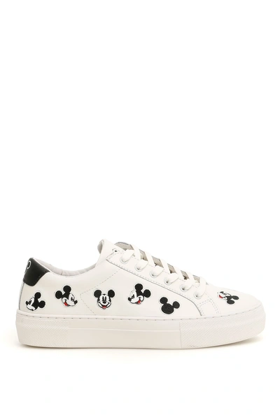Shop Moa Master Of Arts Leather Disney Sneakers In White Multi (white)