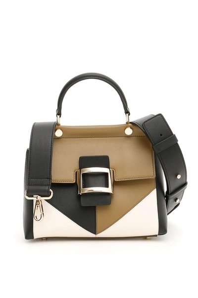 Shop Roger Vivier Patchwork Graphic Mini Viv Bag In Nero Multi (brown)
