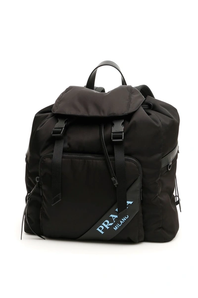 Shop Prada Logo Nylon Backpack In Nero