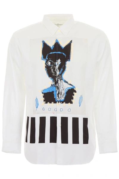 Shop Comme Des Garçons Shirt Shirt With Basquiat Print In Print E|bianco