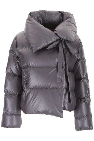 Shop Bacon Clothing Puffer Jacket With Bow In Grey|grigio