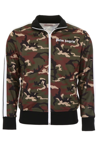 Shop Palm Angels Camouflage Track Jacket In All Over W (green)
