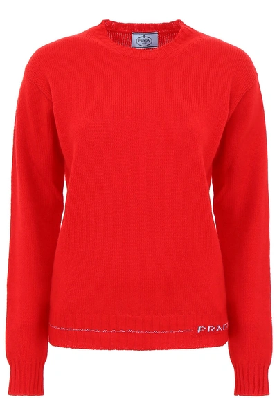 Shop Prada Cashmere Pullover In Rosso (red)
