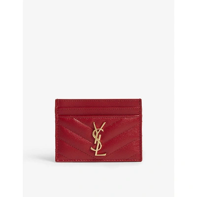 Shop Saint Laurent Quilted Cardholder In Bandana Red