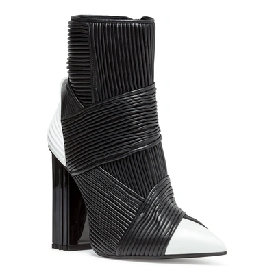 Shop Balmain Irina Black Leather Boots In Black/white