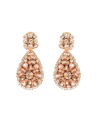 Shop Oscar De La Renta Jeweled Teardrop Clip-on Earrings In Pink/gold