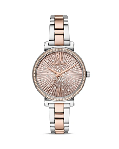 Shop Michael Kors Mini Sofie Crystal Embellished Dial Watch 36mm In Rose Gold/multi