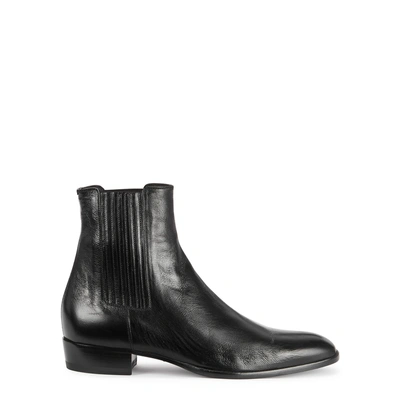 Shop Saint Laurent Wyatt Black Leather Chelsea Boots