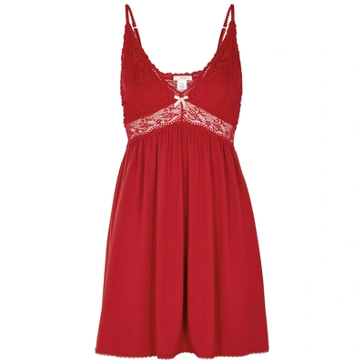 Shop Eberjey Colette The Mademoiselle Jersey Chemise In Red
