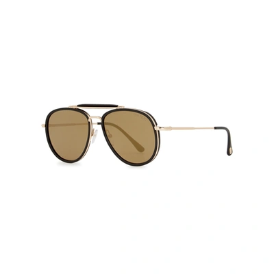 Shop Tom Ford Tripp Aviator-style Sunglasses In Black And Other