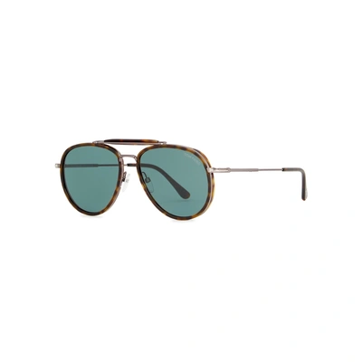 Shop Tom Ford Tripp Aviator-style Sunglasses In Havana