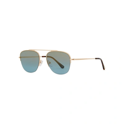Shop Tom Ford Abott Aviator-style Sunglasses In Blue