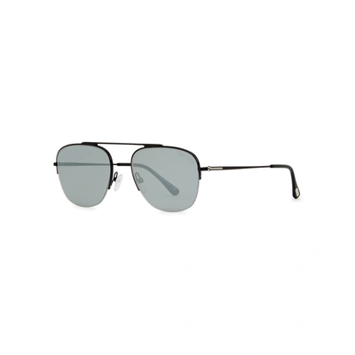 Shop Tom Ford Abott Aviator-style Sunglasses In Black