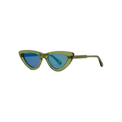 Shop Chimi 006 Green Cat-eye Sunglasses