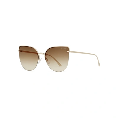 Shop Tom Ford Ingrid Cat-eye Sunglasses In Brown