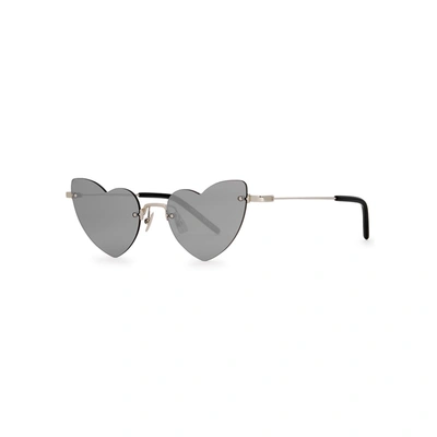 Shop Saint Laurent Loulou Heart-frame Sunglasses In Silver