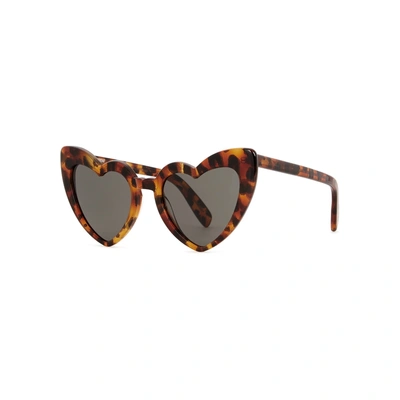 Shop Saint Laurent Loulou Heart-frame Sunglasses