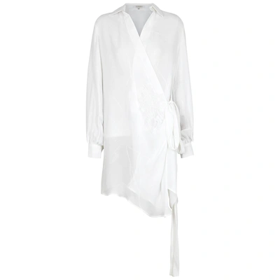 Shop Lila.eugenie White Floral-jacquard Voile Wrap Dress