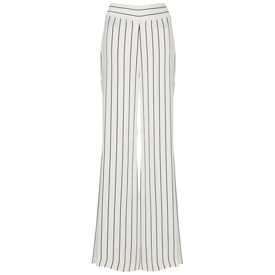 Shop Galvan Palazzo Striped Wide-leg Trousers In White