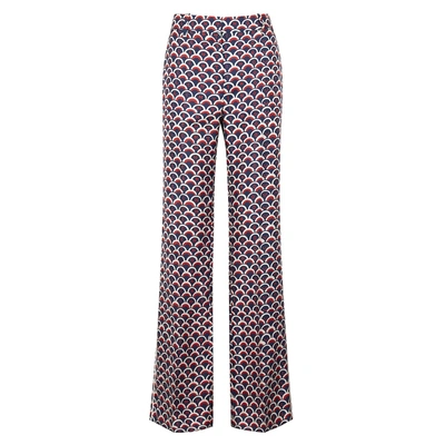 Shop Valentino Logo-print Wide-leg Silk Trousers In Red