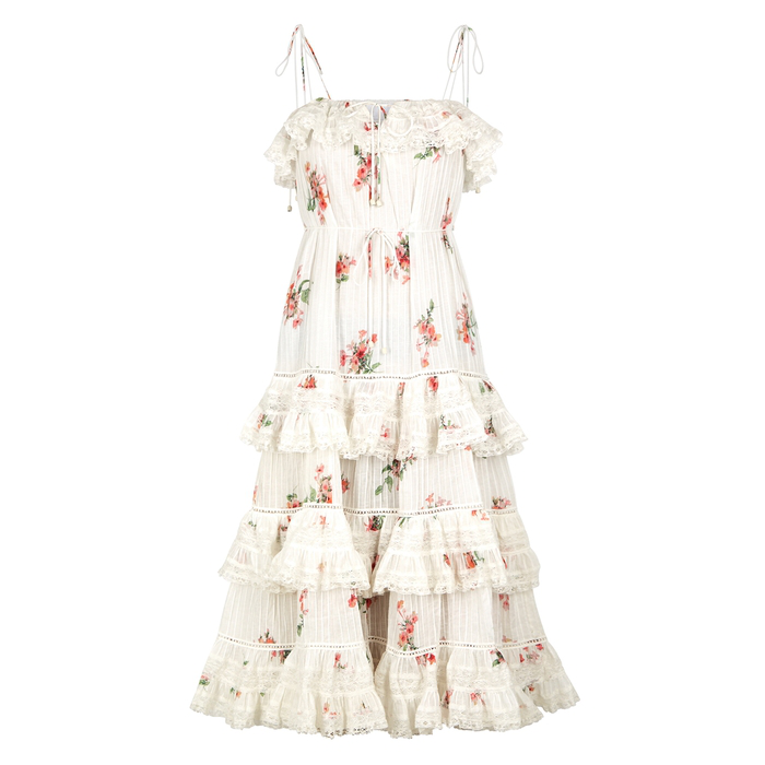 herlipto lace trimmed floral dress