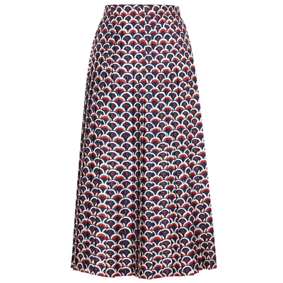 Shop Valentino Printed Pleated Silk Skirt