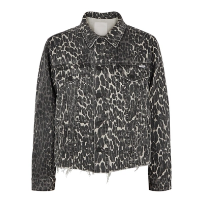 Shop Mother Drifter Leopard-print Denim Jacket In Black