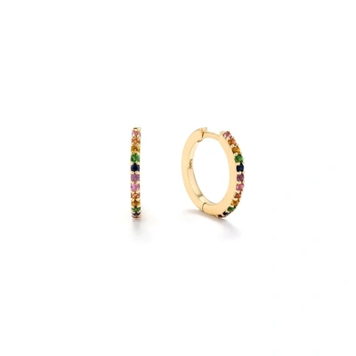 Shop Edge Of Ember Rainbow Sapphire Huggie Earrings