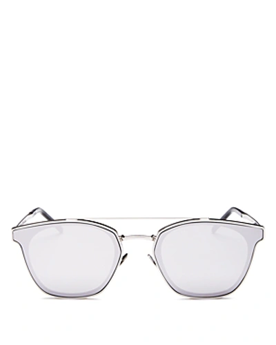 Shop Saint Laurent Men's Mirrored Brow Bar Square Sunglasses, 61mm In Silver/silver