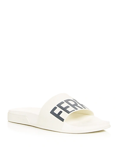 Shop Ferragamo Men's Amos Slide Sandals In White