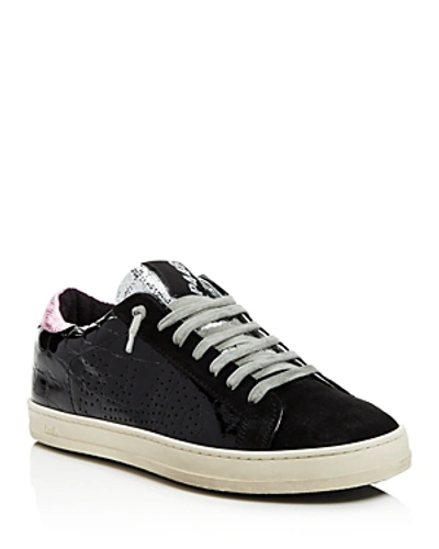 Shop P448 Women's John Embossed Patent Leather & Suede Lace-up Sneakers In Vynil Blk