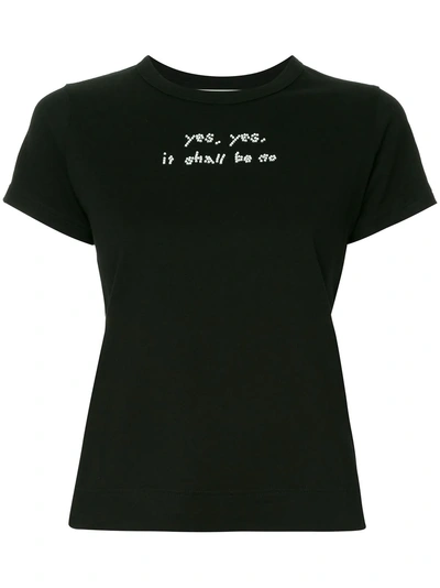 Shop Tu Es Mon Tresor Tu Es Mon Trésor Beaded Slogan T-shirt - Black