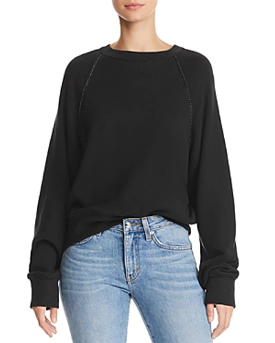 Shop Paige Daytona Chain-trimmed Sweatshirt In Black