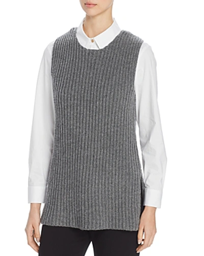Shop Tory Burch Merino Wool & Cashmere Sleeveless Sweater In Light Night Fall Melange