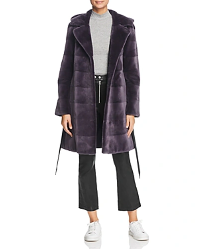 Shop Maximilian Furs Reversible Hooded Sheared Mink Fur Coat In Lavender