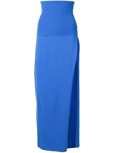 Shop Jacquemus Knitted Maxi Skirt  In Blue